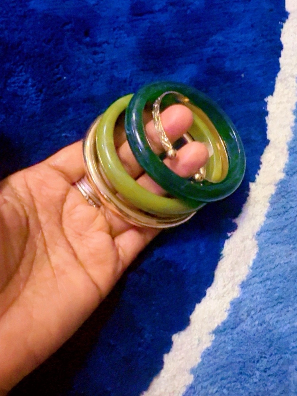 Stackable Green and Gold Bangle Set - Women Jewelry Bracelets